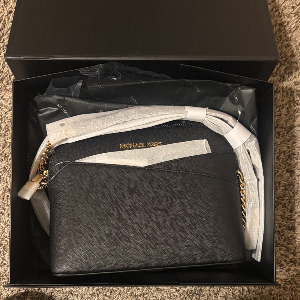 Michael Kors Black and Gold Crossbody Bag